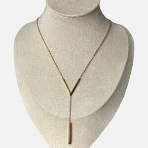 Gold V-Shaped Drop Pendant Necklace